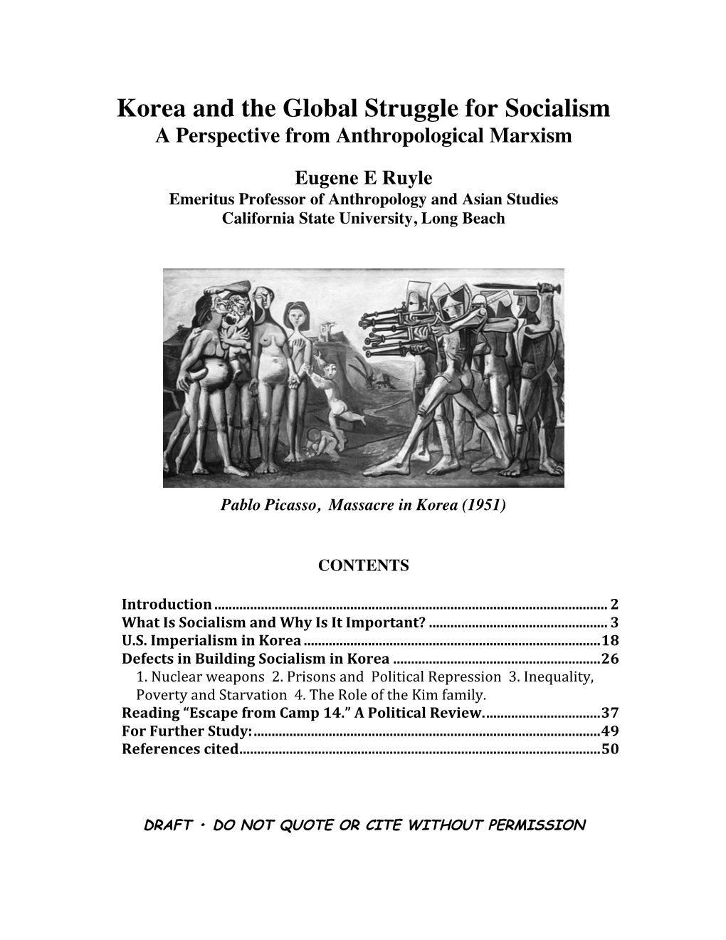 Korea and the Global Struggle for Socialism a Perspective from Anthropological Marxism