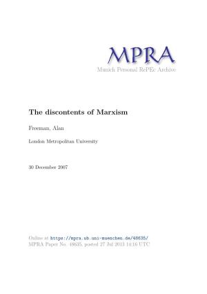 The Discontents of Marxism