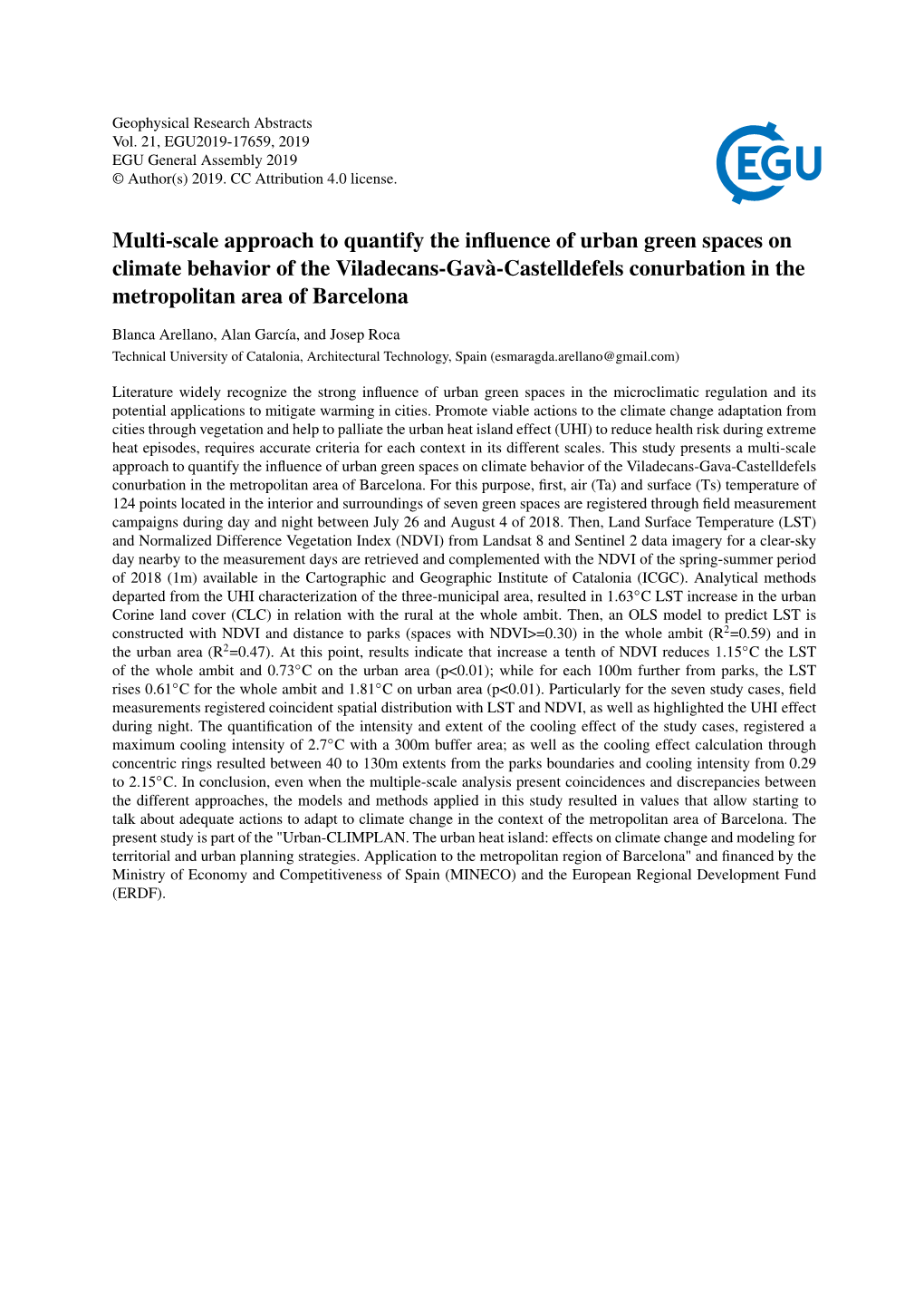 Multi-Scale Approach to Quantify the Influence of Urban Green Spaces On