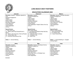 Long Beach Gray Panthers Education Calendar 2020