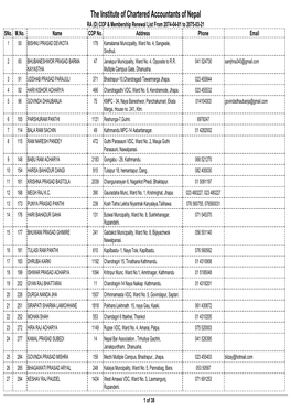 The Institute of Chartered Accountants of Nepal RA (D) COP & Membership Renewal List from 2074-04-01 to 2075-03-21 Sno