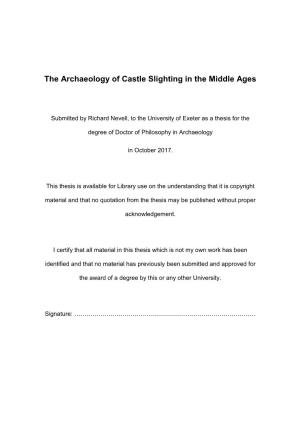 The Archaeology of Castle Slighting in the Middle Ages