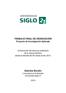 TRABAJO FINAL DE GRADUACIÓN Gabriela Bordón