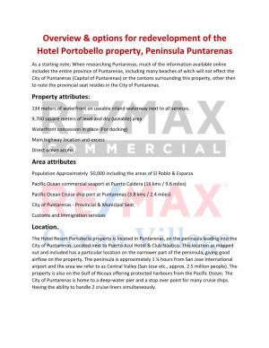 Overview & Options for Redevelopment of the Hotel Portobello Property, Peninsula Puntarenas