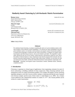 Similarity-Based Clustering by Left-Stochastic Matrix Factorization