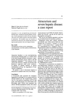 Atracurium and Severe Hepatic Disease: a Case Report