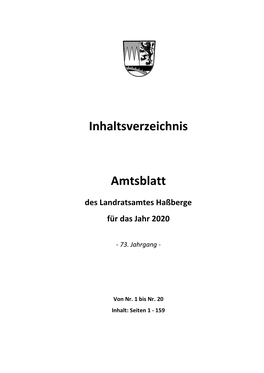 Amtsblatt Des Landratsamtes Haßberge Für Das Jahr 2020