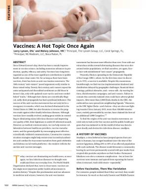 Vaccines: a Hot Topic Once Again