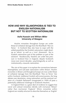 How and Why Islamophobia Is Tied to English Nationalism but Not to Scottish Nationalism