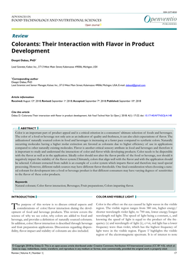 Colorants: Their Interaction with Flavor in Product Development