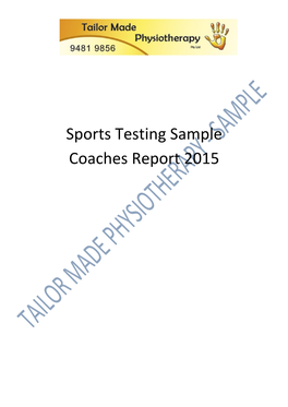 Sports Testing Sample Coaches Report 2015