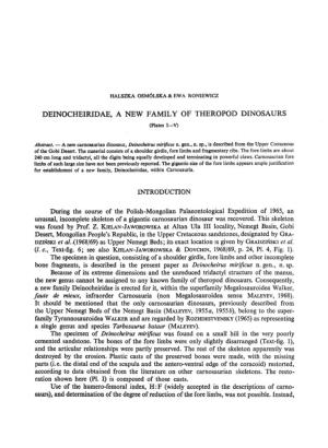 DEINOCHEIRIDAE, a NEW FAMILY of THEROPOD DINOSAURS (Plates I-V)