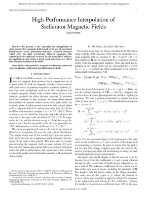 High-Performance Interpolation of Stellarator Magnetic Fields Paul Probert
