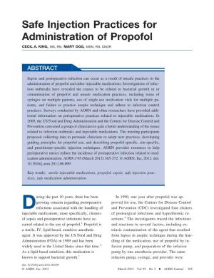 Safe Injection Practices for Administration of Propofol