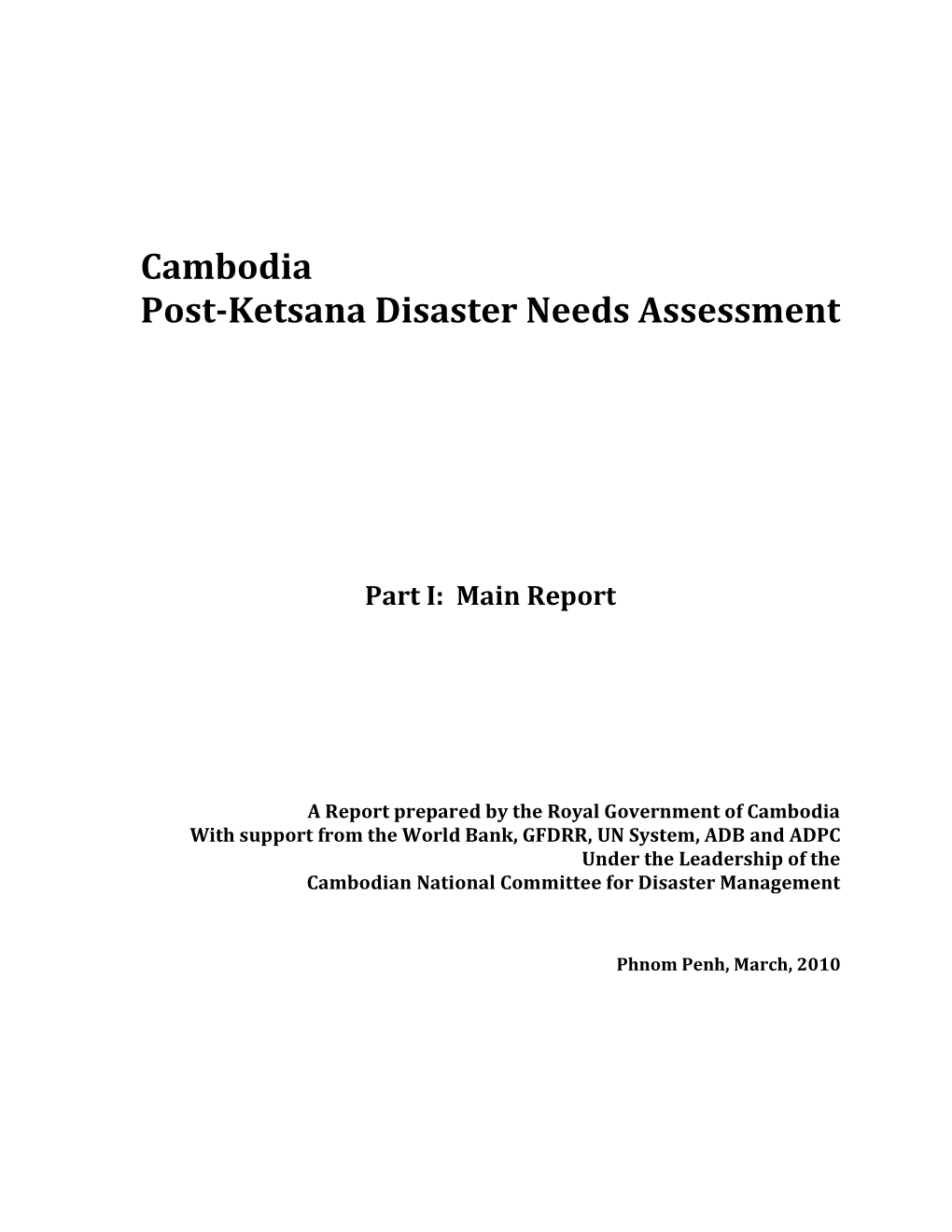 Cambodia Post-Ketsana Disaster Needs Assessment