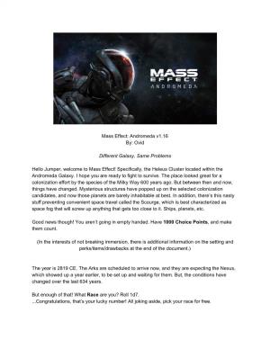 Mass Effect: Andromeda V1.16 By: Ovid Different Galaxy, Same