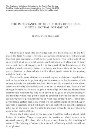 The Importance of the History of Science in Intellectual Formation