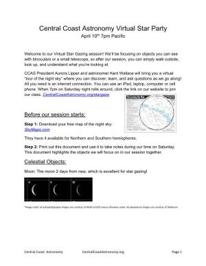 Central Coast Astronomy Virtual Star Party April 10Th 7Pm Pacific