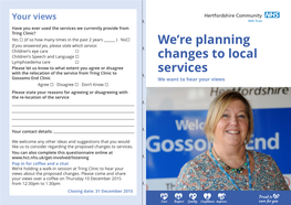 We're Planning Changes to Local Services