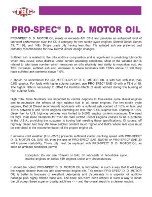 Pro-Spec® D. D. Motor Oil Pro-Spec® D