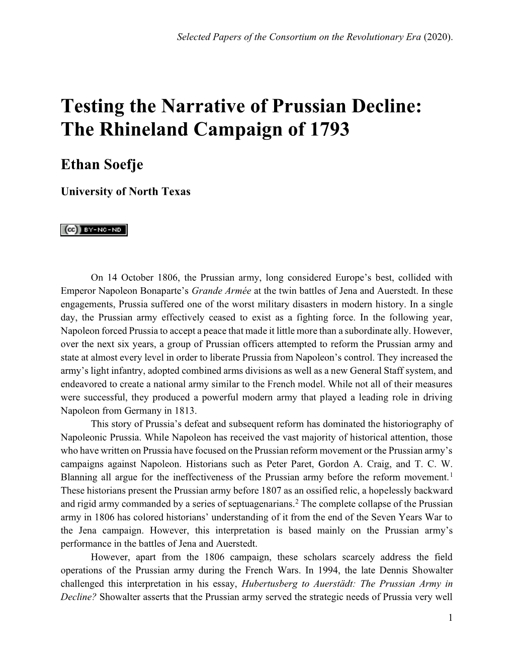 Testing the Narrative of Prussian Decline: the Rhineland Campaign of 1793