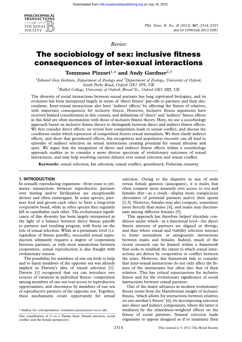 Kin Selection and Sexual Selection