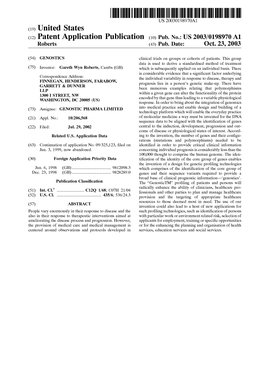 (12) Patent Application Publication (10) Pub. No.: US 2003/0198970 A1 Roberts (43) Pub