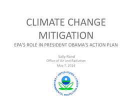 Climate Change Mitigation: EPA's Role in President Obama's Action