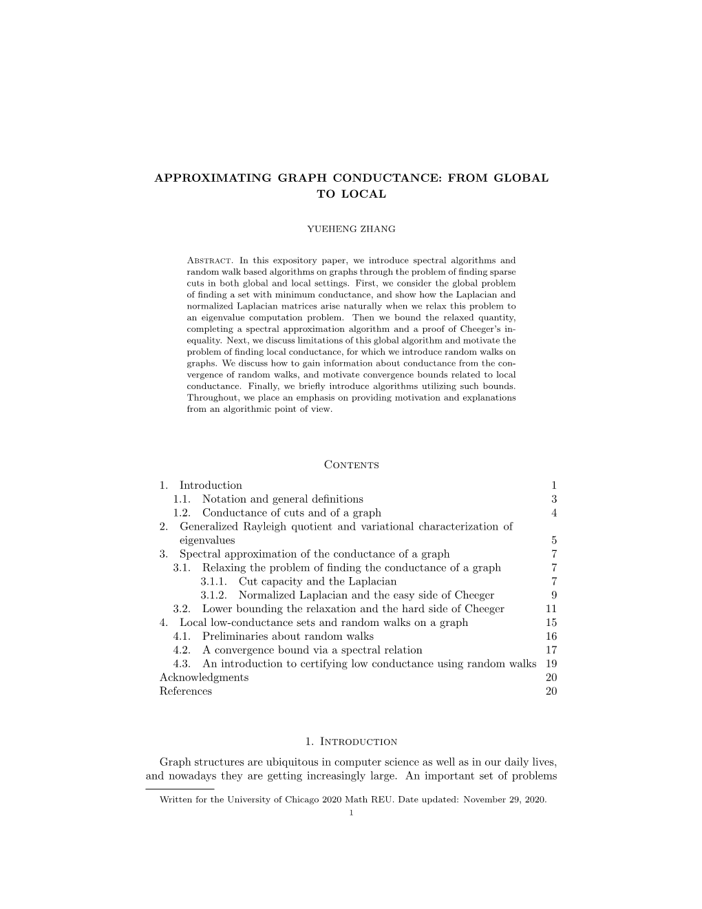 Approximating Graph Conductance: from Global to Local