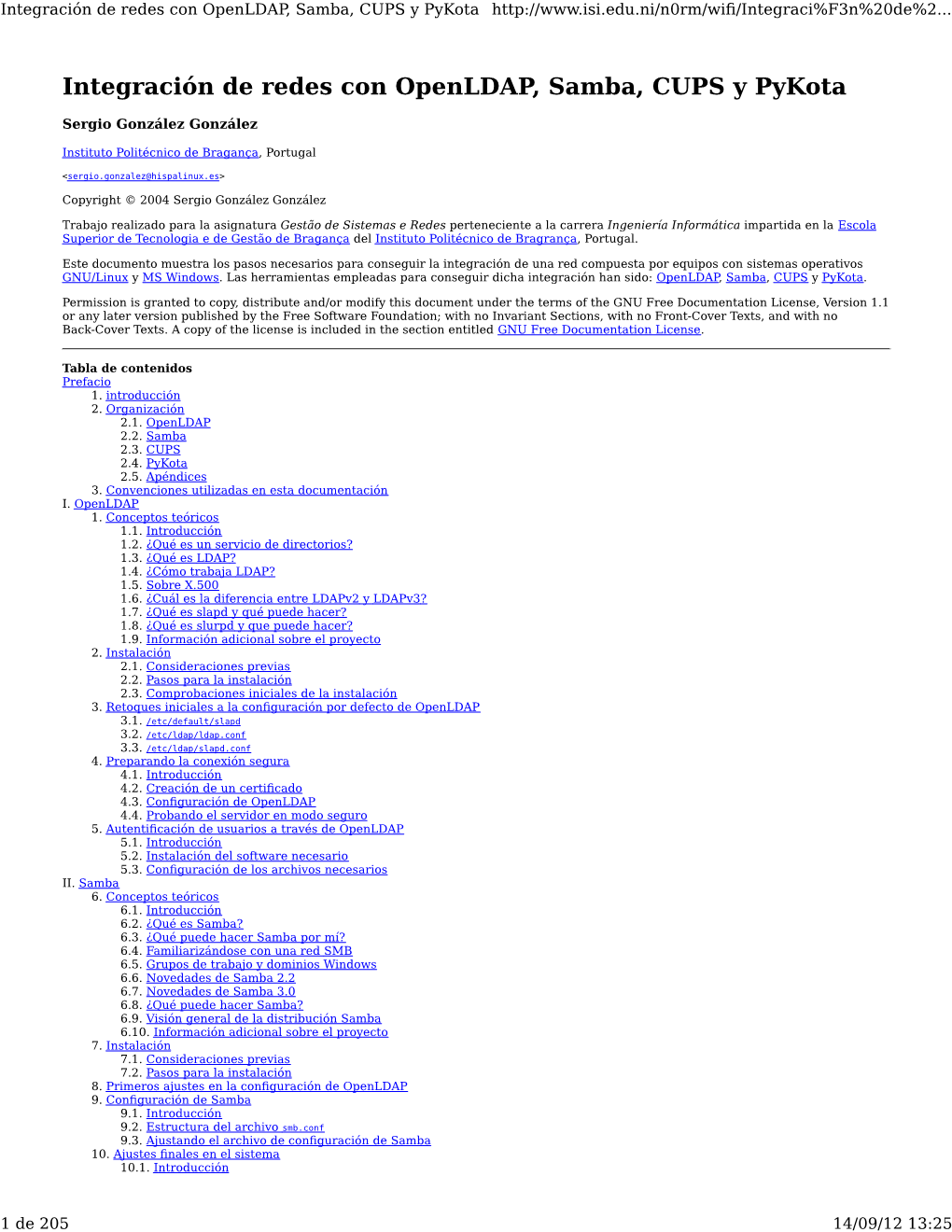 Integración De Redes Con Openldap, Samba, CUPS Y Pykota