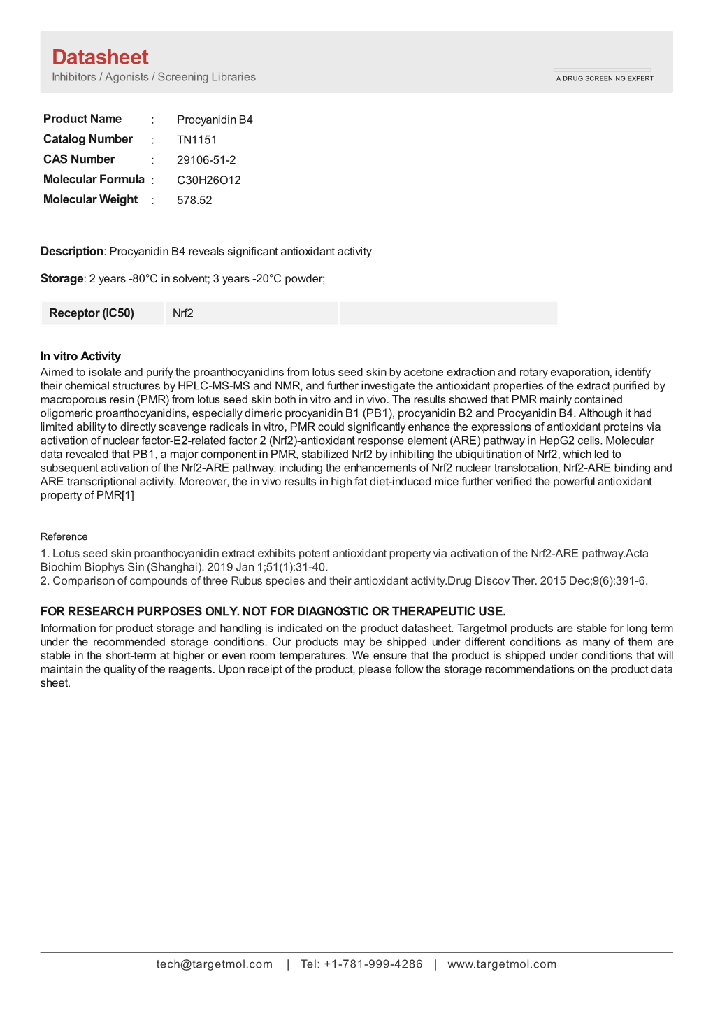 Datasheet Inhibitors / Agonists / Screening Libraries a DRUG SCREENING EXPERT