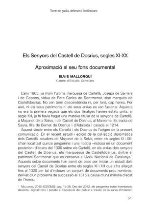 Els Senyors Del Castell De Dosrius, Segles XI-XX