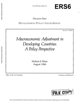 Macroeconomic Adjustment in Developing