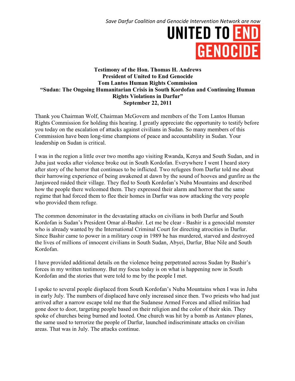 Save Darfur Coalition and Genocide Intervention Network Are Now