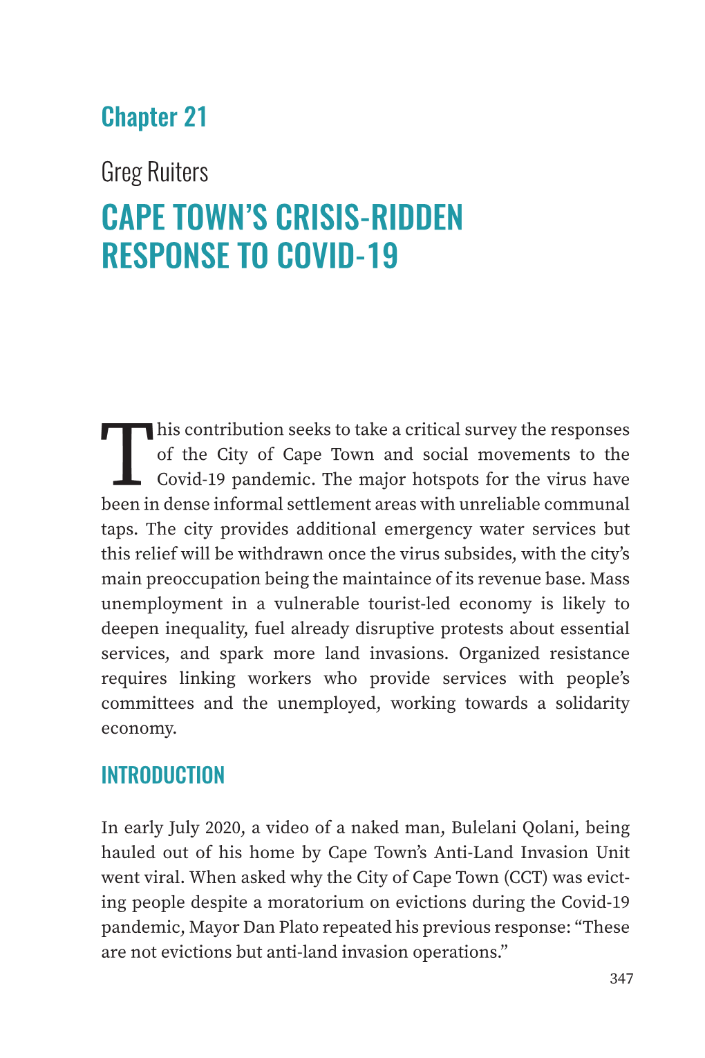 Chapter 21: Cape Town's Crisis-Ridden Response to Covid-19