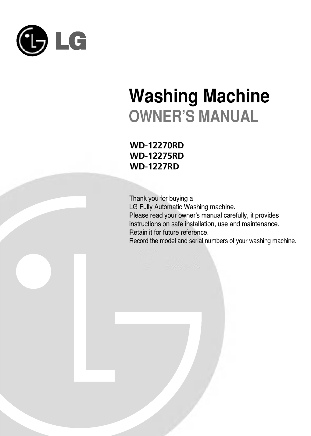 Washing Machine OWNER's MANUAL