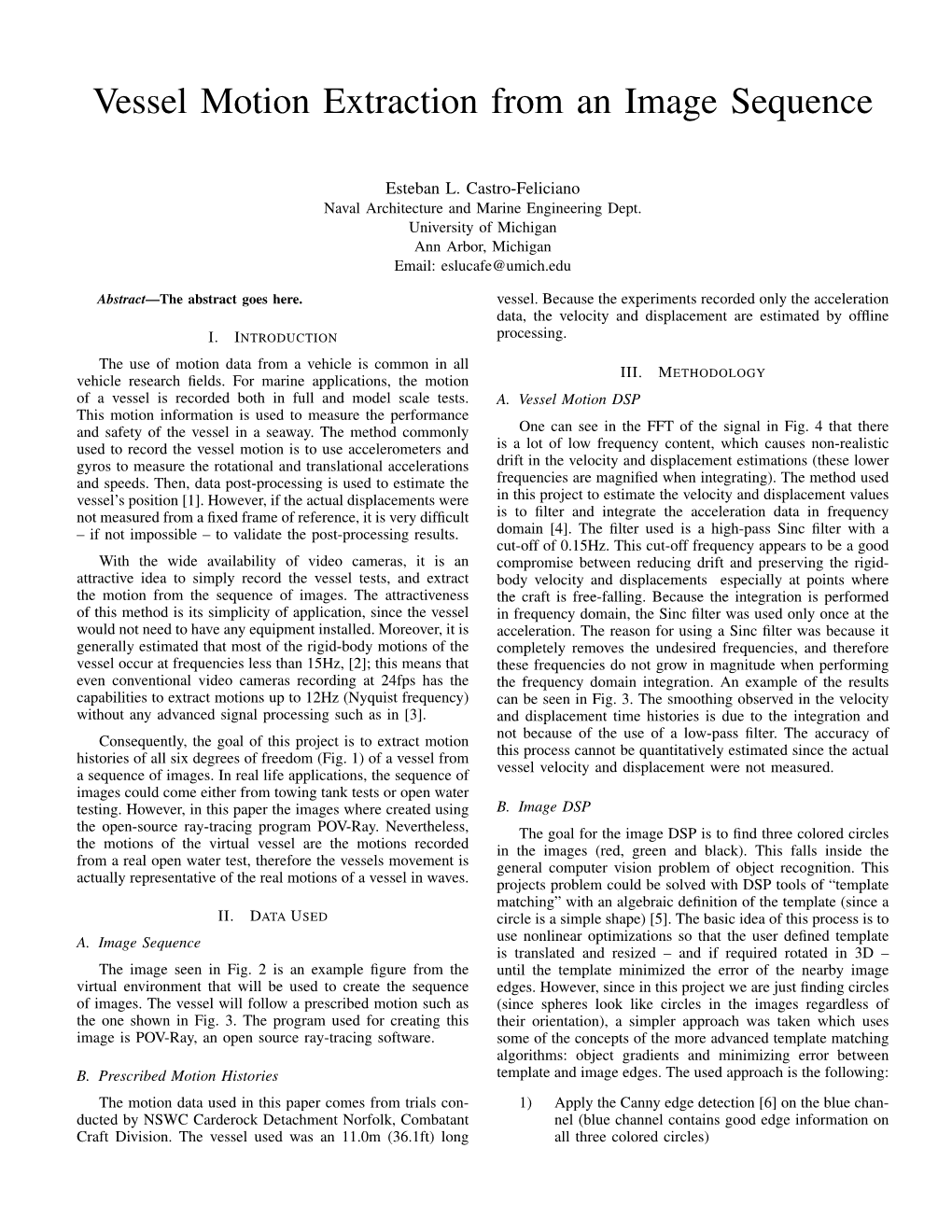 Vessel Motion Extraction from an Image Sequence