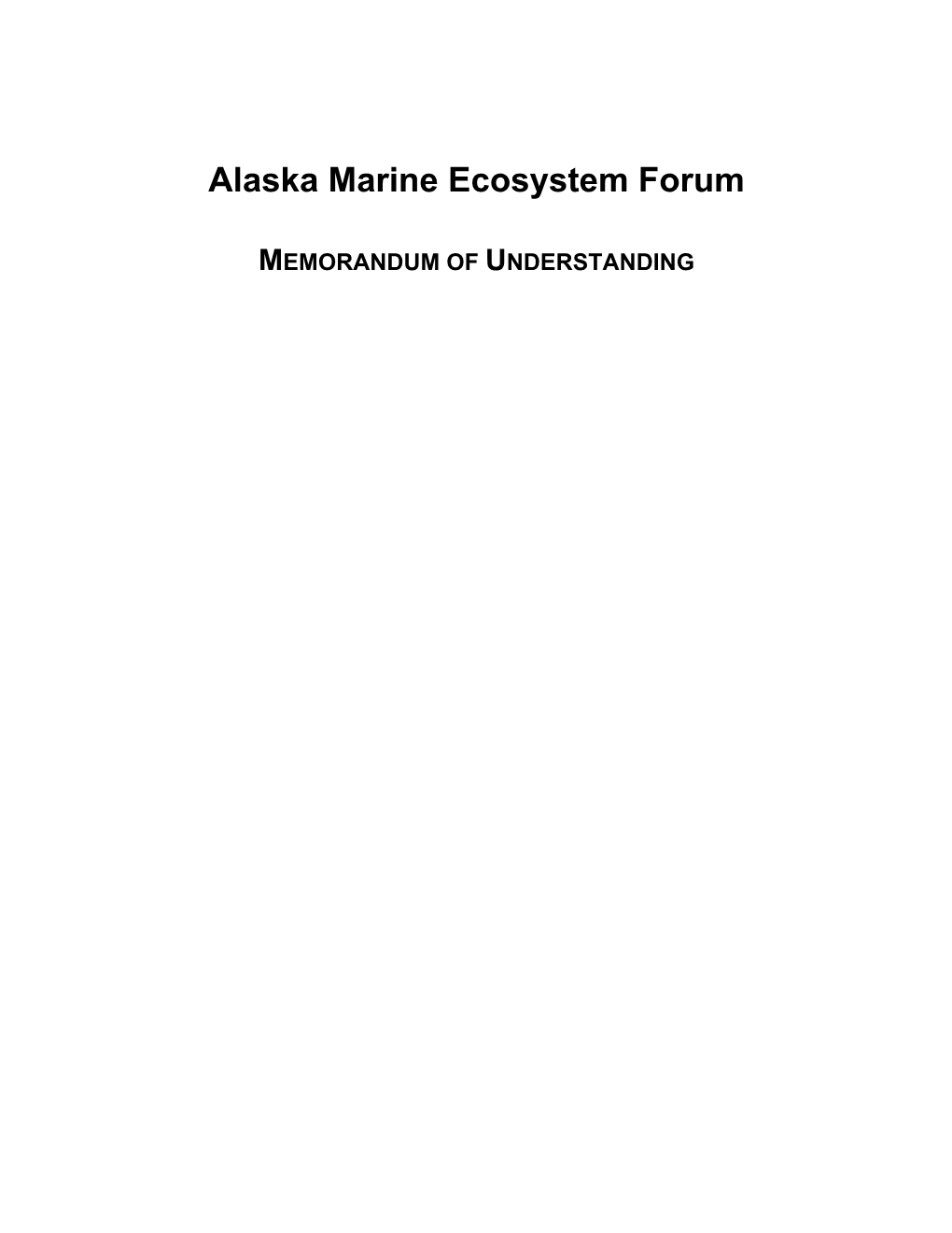 Alaska Marine Ecosystem Forum