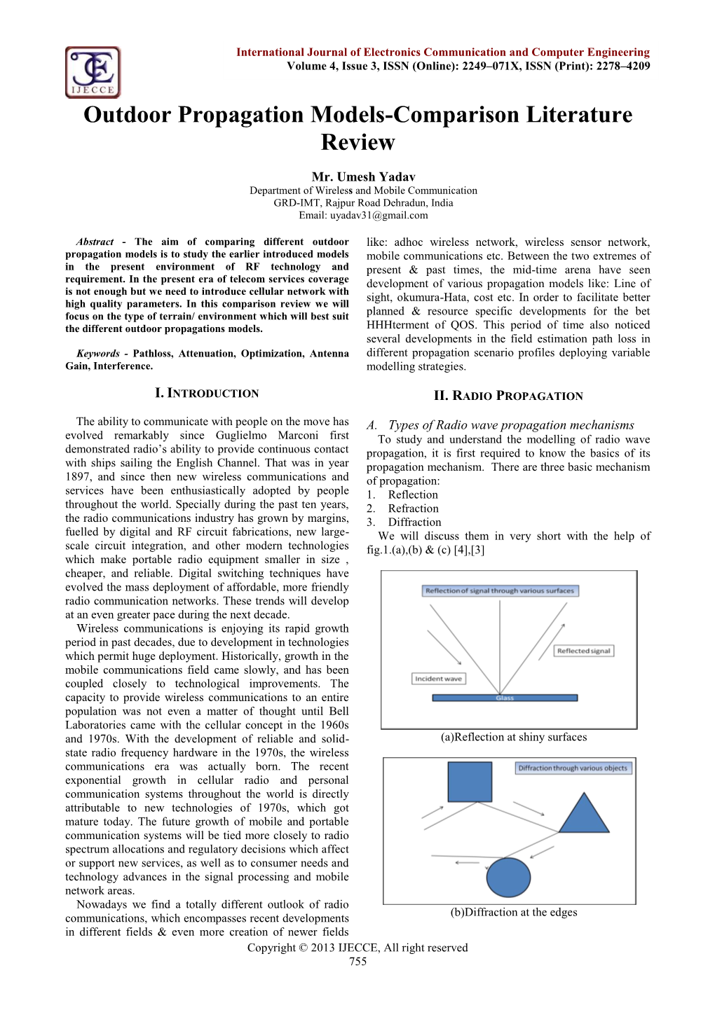 Outdoor Propagation Models-Comparison Literature Review