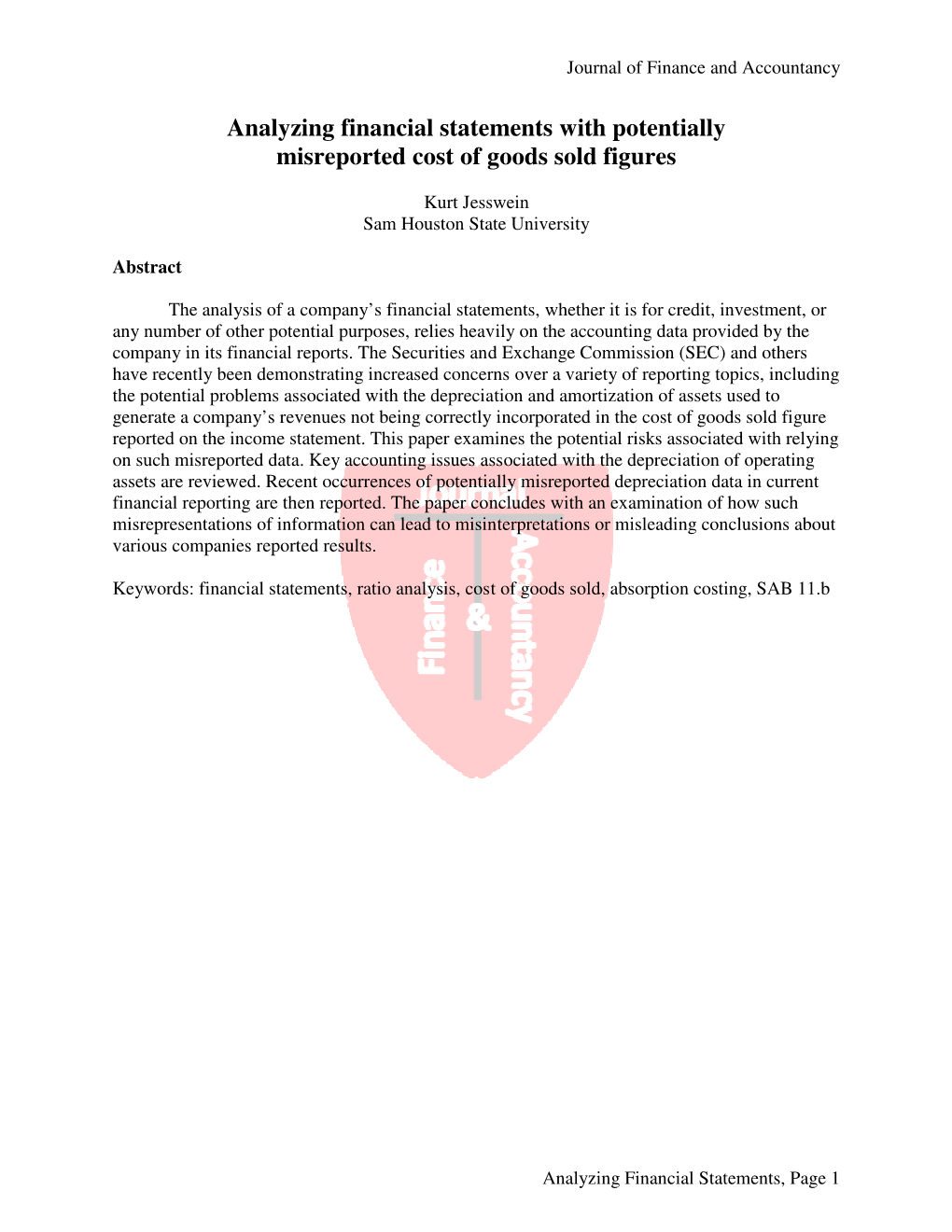 Analyzing Financial Statements with Potentially Misreported Cost of Goods Sold Figures