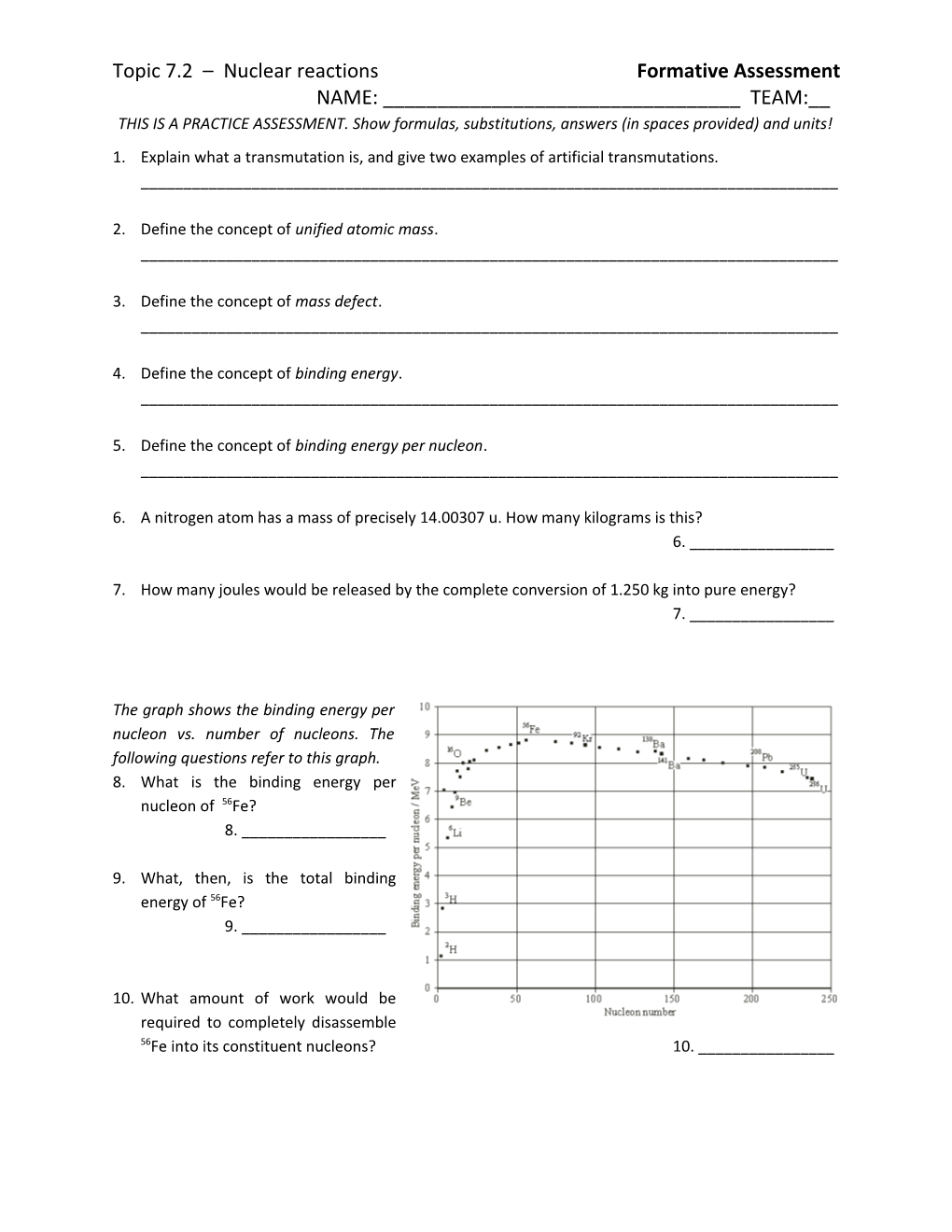 Topic 1.1 Measurements in Physics Formative Assessment