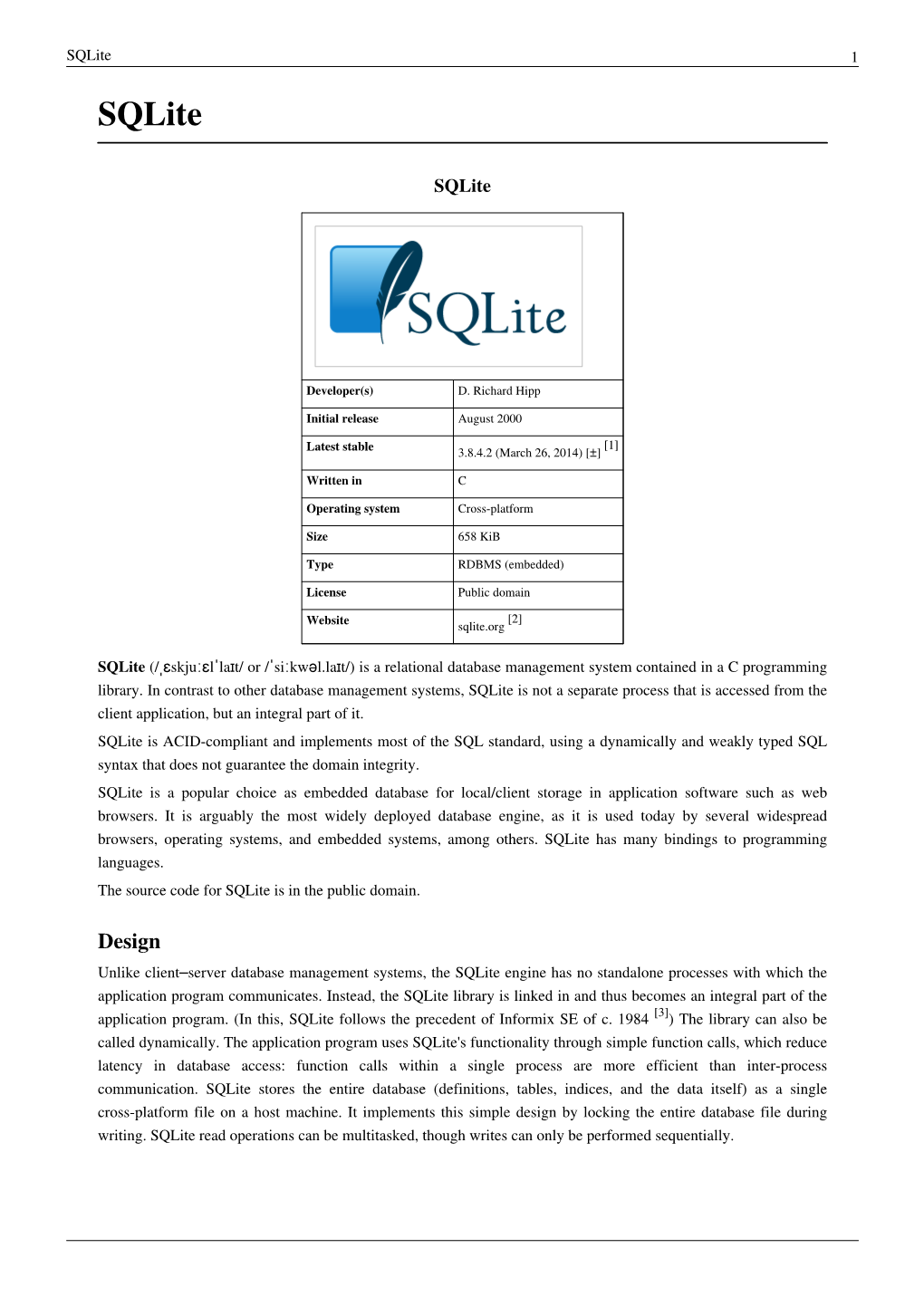 Sqlite 1 Sqlite