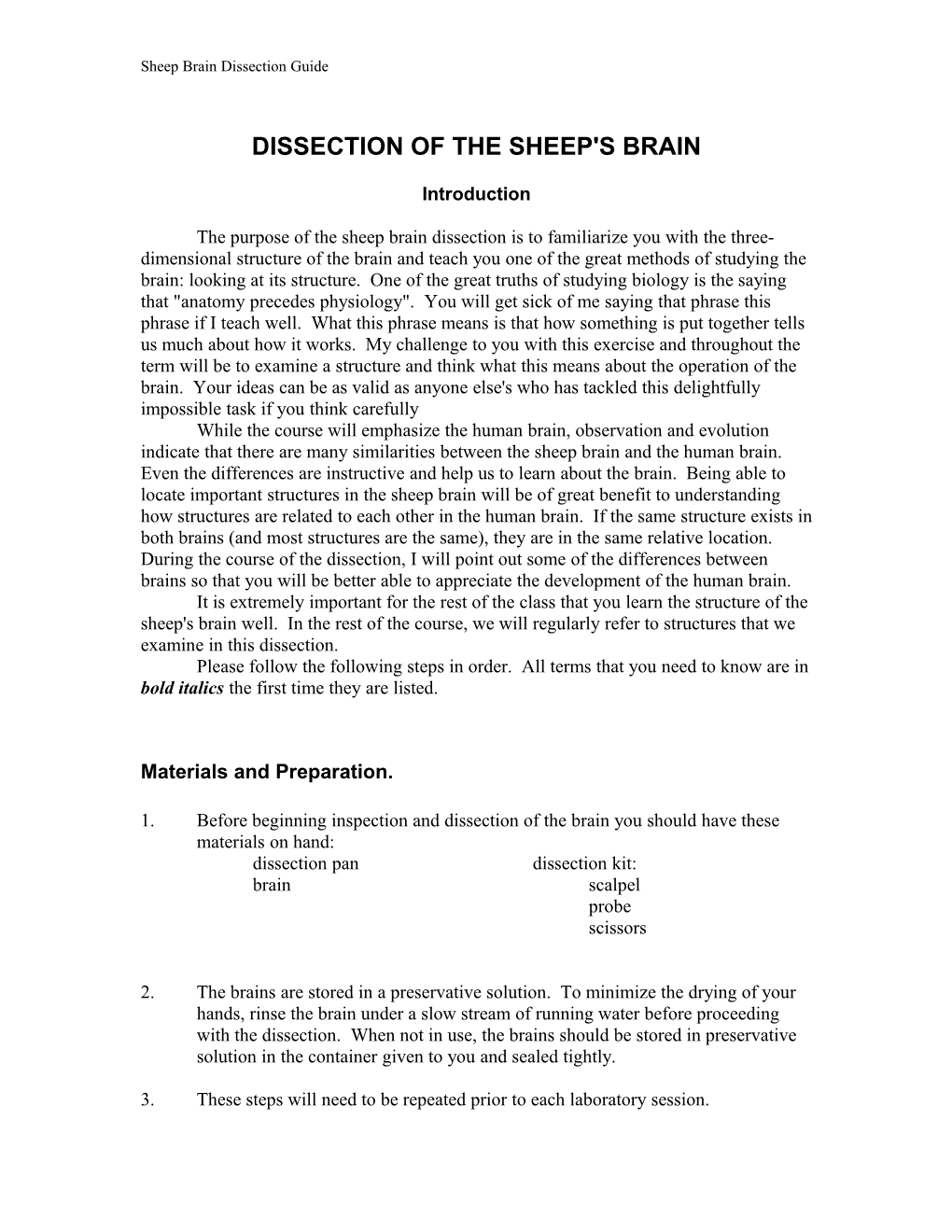 Sheep Brain Dissection Guide