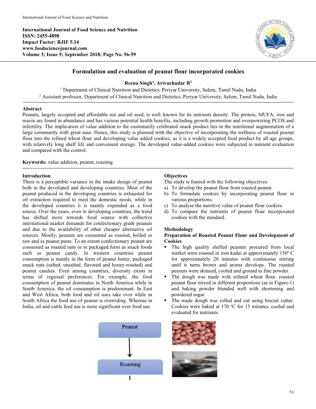 Formulation and Evaluation of Peanut Flour Incorporated Cookies