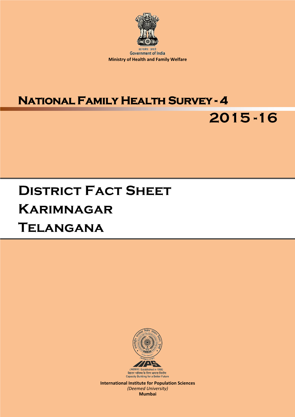 District Fact Sheet Karimnagar Telangana