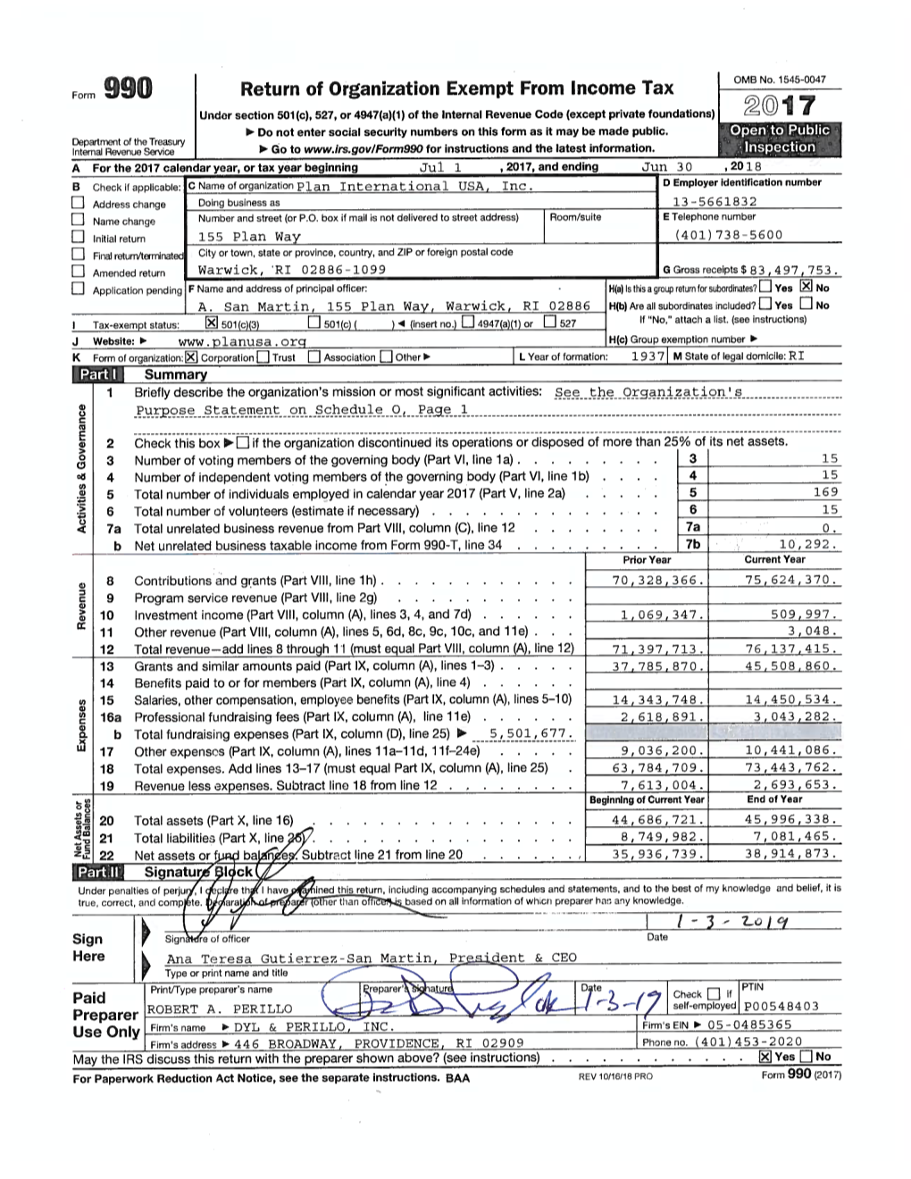 IRS Form 990 Fiscal 2018
