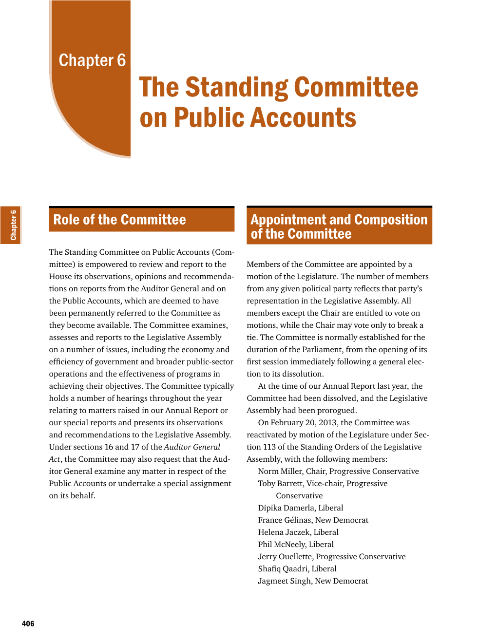 The Standing Committee on Public Accounts Committee the Standing - 407