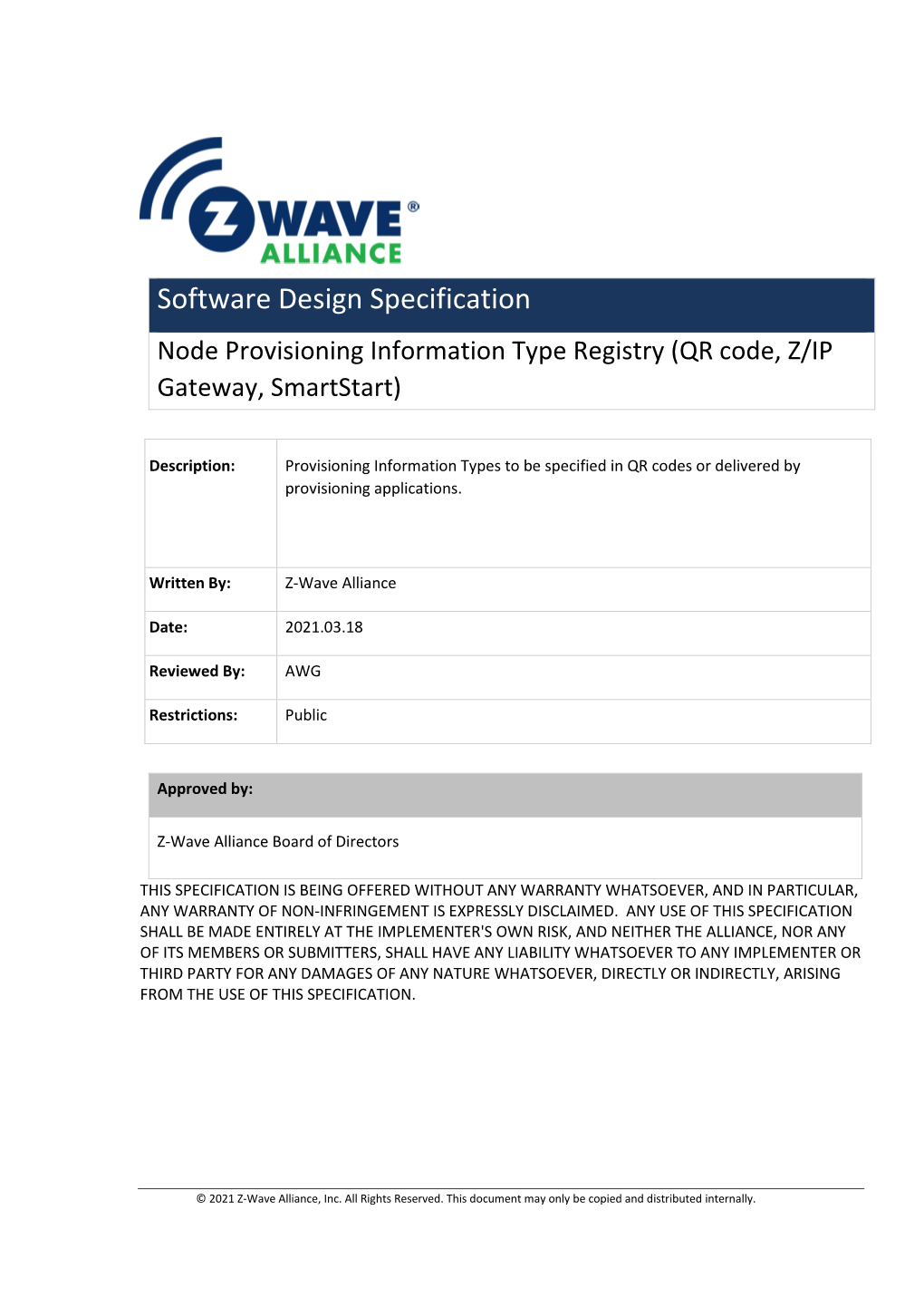 Node Provisioning Information Type Registry (QR Code, Z/IP Gateway, Smartstart)