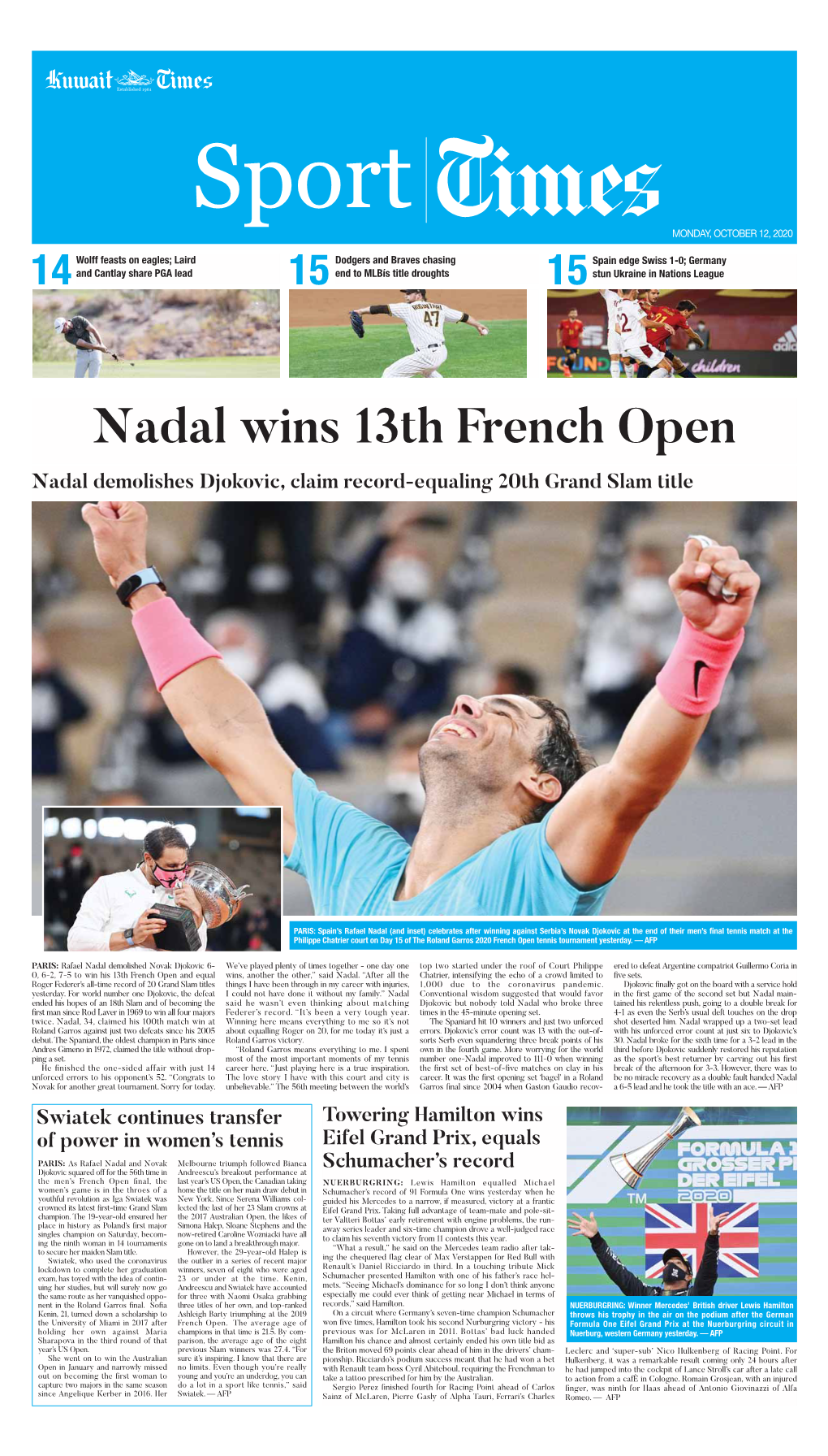 Nadal Wins 13Th French Open Nadal Demolishes Djokovic, Claim Record-Equaling 20Th Grand Slam Title