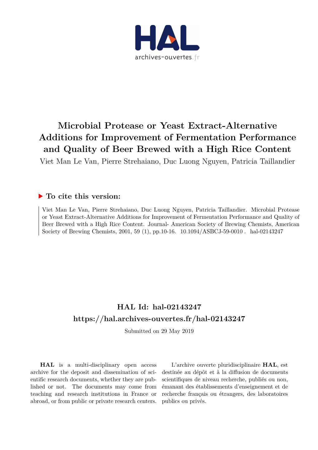 Microbial Protease Or Yeast Extract-Alternative Additions For